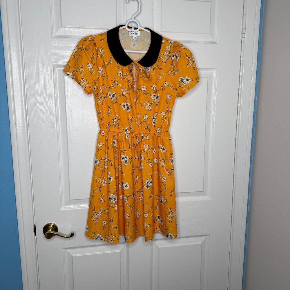 Unique Vintage Orange Floral Peter Pan Dress